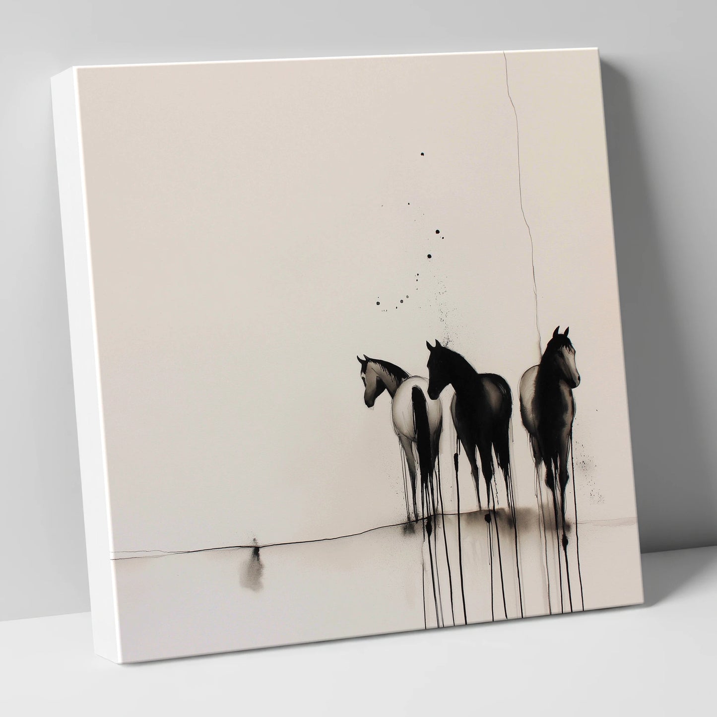 Three Silent Silhouettes horse landscape canvas wall art