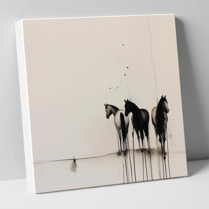 Three Silent Silhouettes horse landscape canvas wall art
