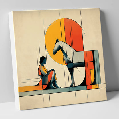 Structured Harmony horse & rider canvas wall art