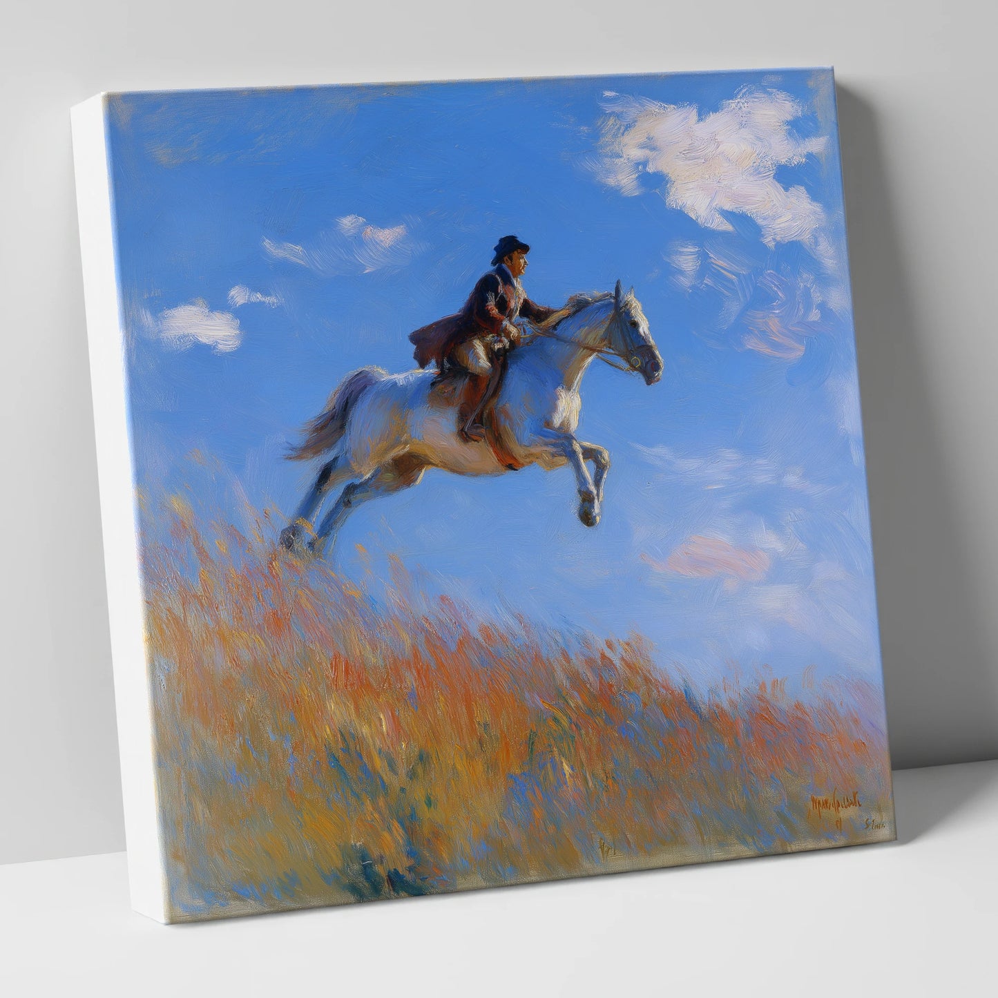 Clearing the Crest show jumping horse canvas wall art