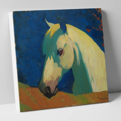 The Vibrant Grey horse portrait canvas wall art