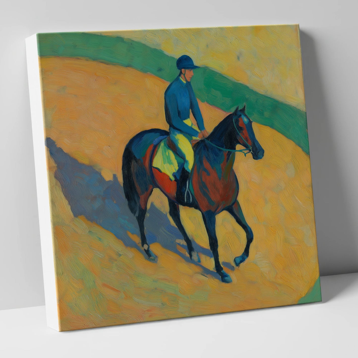 Shadows on the Golden Track racing horse canvas wall art