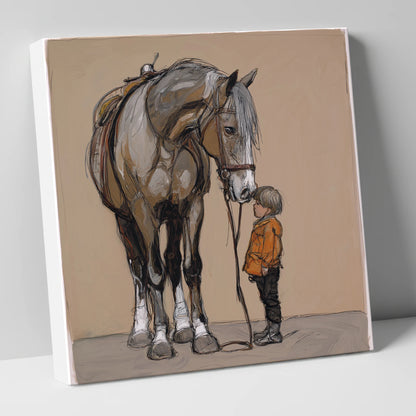 The Gentle Giant horse & rider canvas wall art