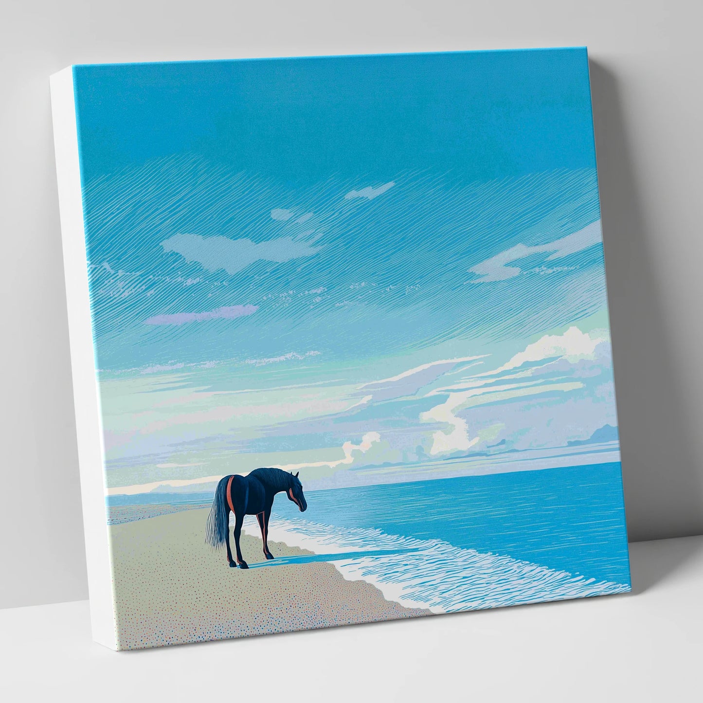 Solitude by the Sea horse landscape canvas wall art