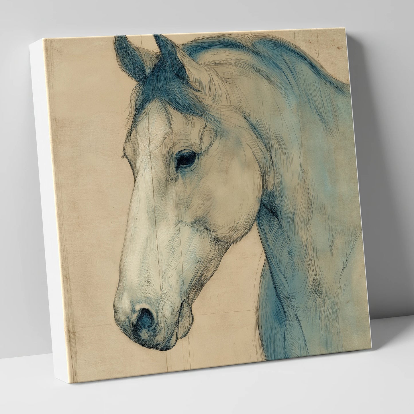 Parchment Profile Study horse portrait canvas wall art