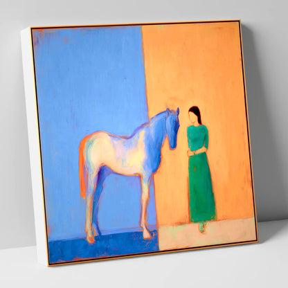 The Silent Dialogue horse & rider canvas wall art