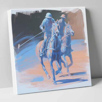 Cobalt Polo Pursuit polo horse canvas wall art
