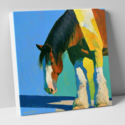 Clydesdale Horse Against Blue Sky horse breed canvas wall art