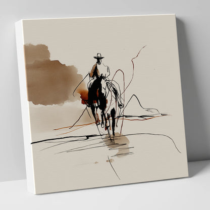 The Lone Rider western horse canvas wall art