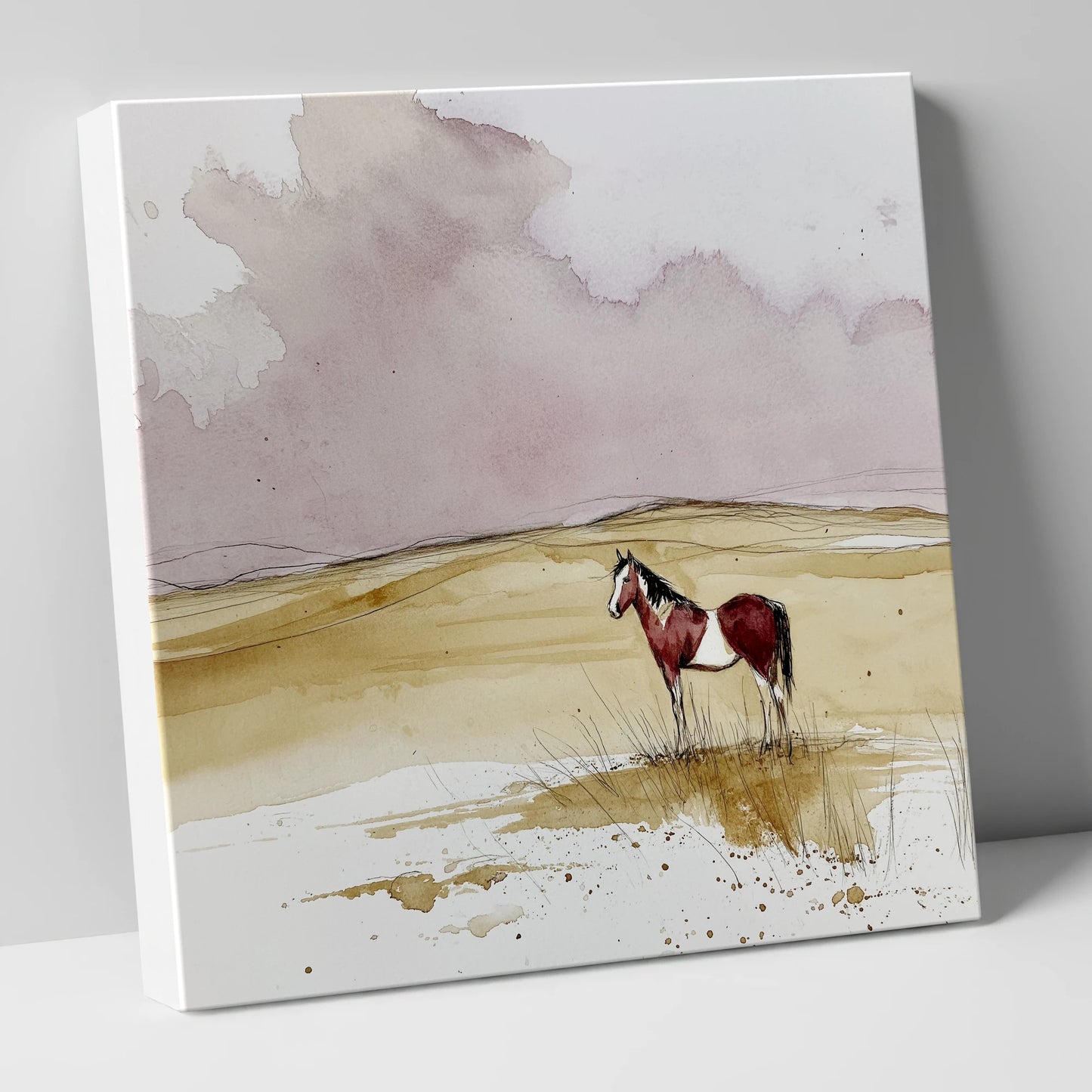 Ochre Horizons horse landscape canvas wall art