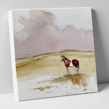 Ochre Horizons horse landscape canvas wall art