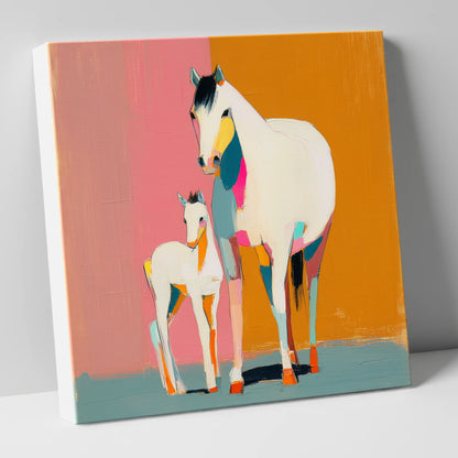 Vibrant Mare And Foal mare & foal canvas wall art