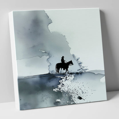The Lone Trail western horse canvas wall art