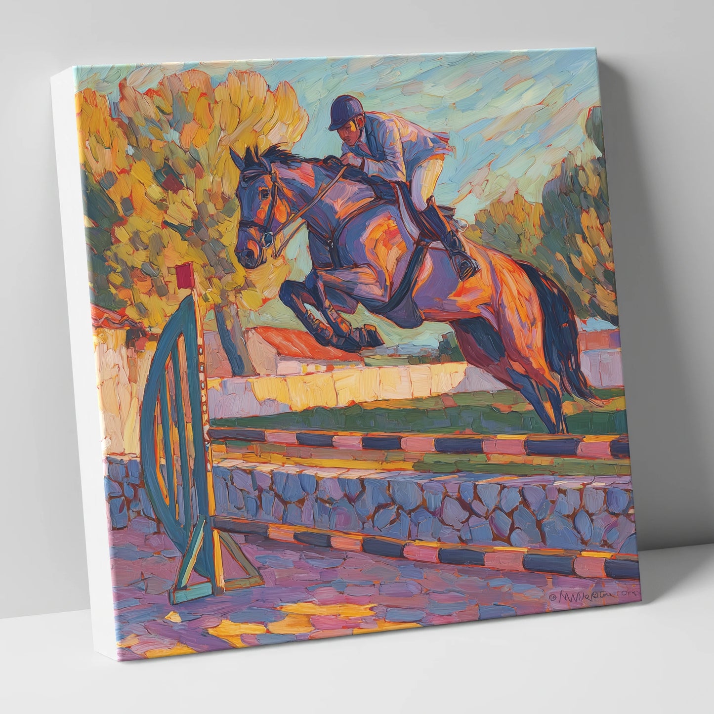 Sunset Flight show jumping horse canvas wall art