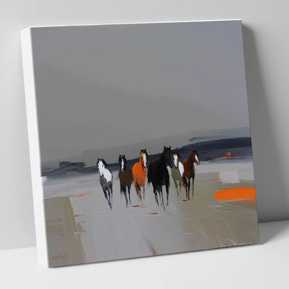 Vibrant Approach wild horses canvas wall art