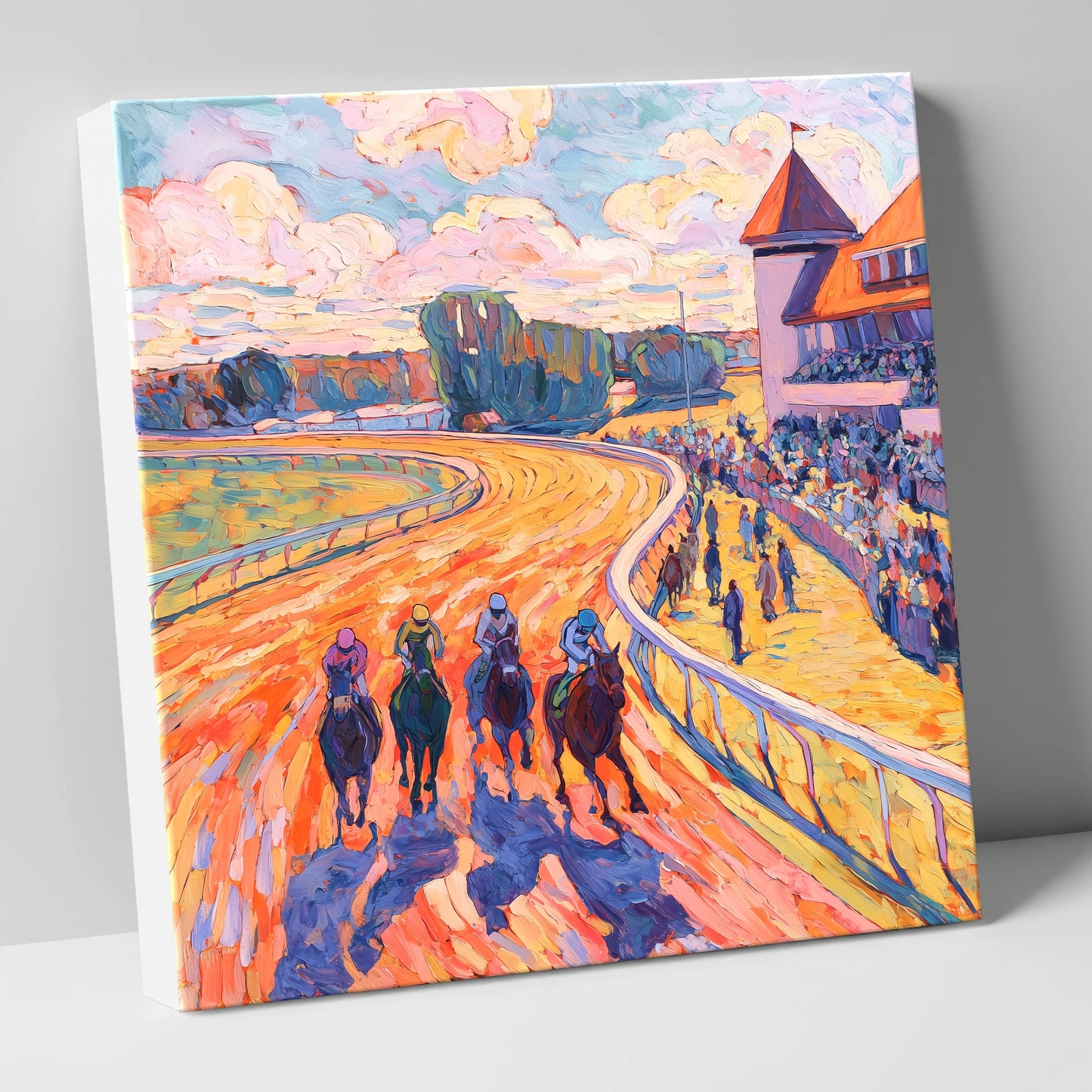 Colours of the Home Straight racing horse canvas wall art