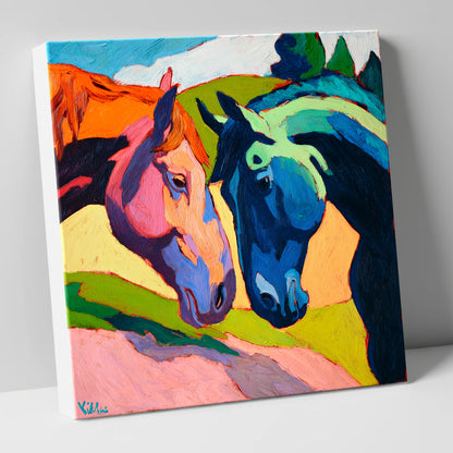 Vibrant Equine Connection horse portrait canvas wall art