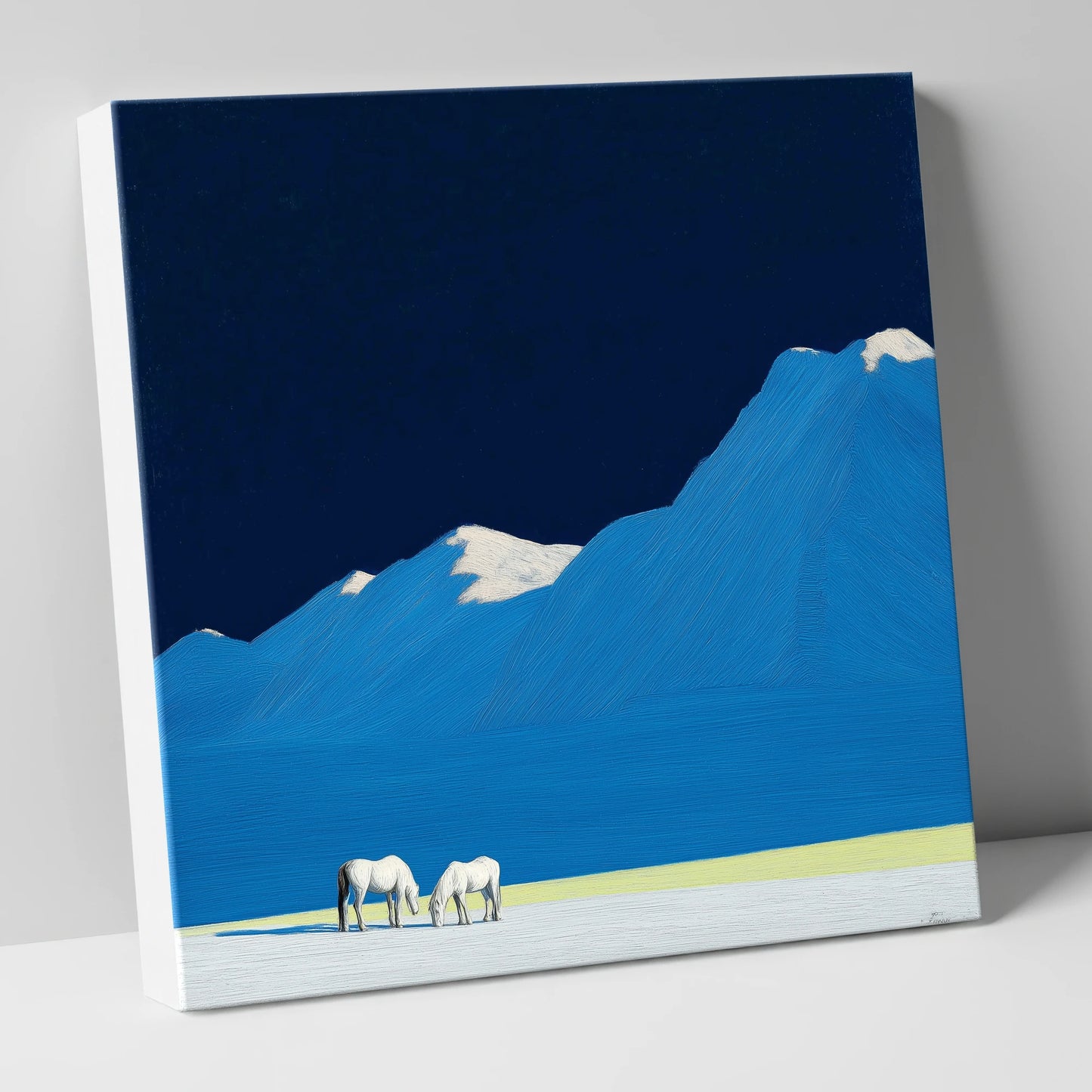 Cobalt Peaks and Greys horse landscape canvas wall art