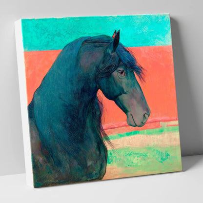 Crimson Horizon Friesian horse breed canvas wall art