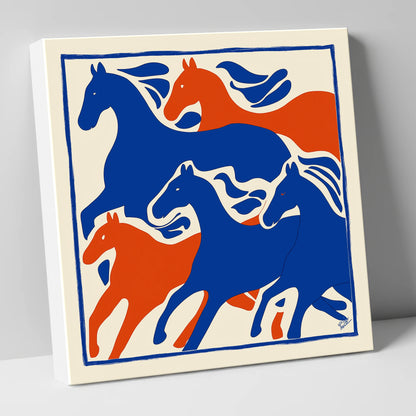 The Cobalt Herd wild horses canvas wall art