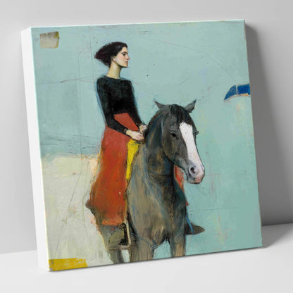 Poised in Profile horse & rider canvas wall art