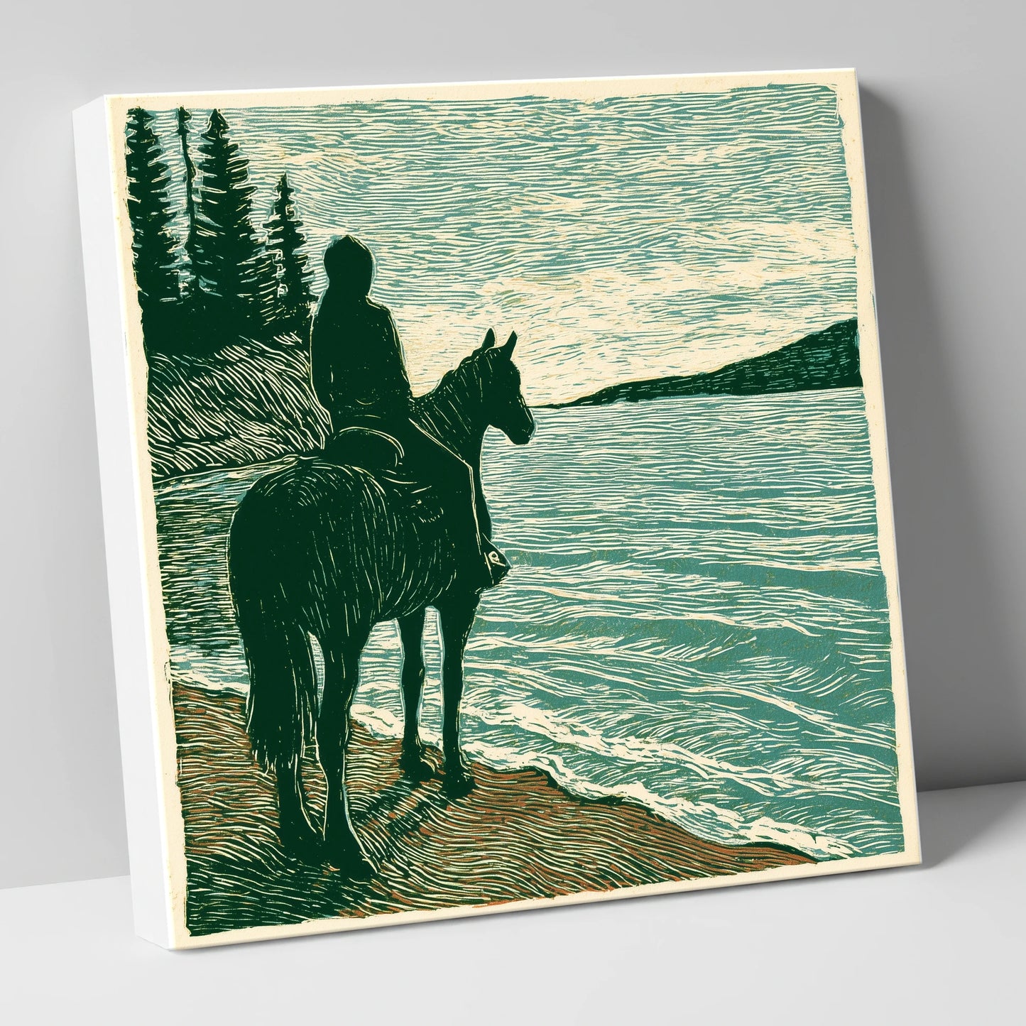 Coastal Solitude beach horse canvas wall art