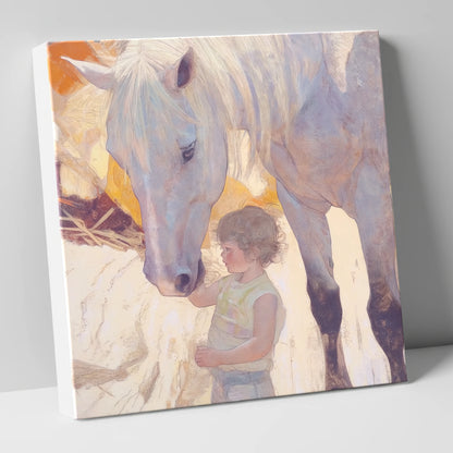 The First Touch horse & rider canvas wall art