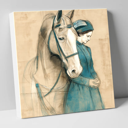 Silent Bond horse & rider canvas wall art