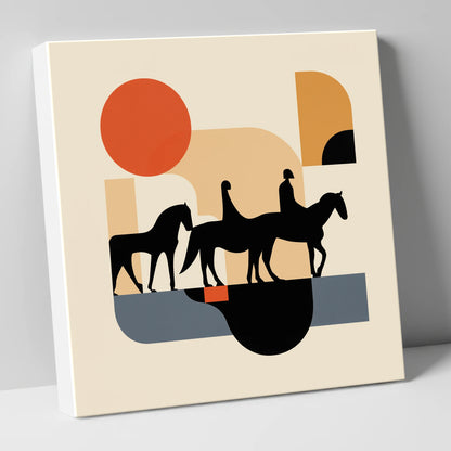 Retro Equine Trail horse landscape canvas wall art