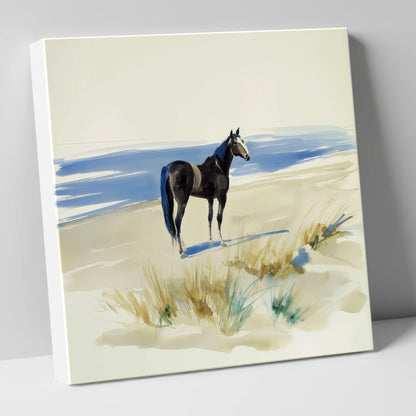 Coastal Silhouette horse landscape canvas wall art