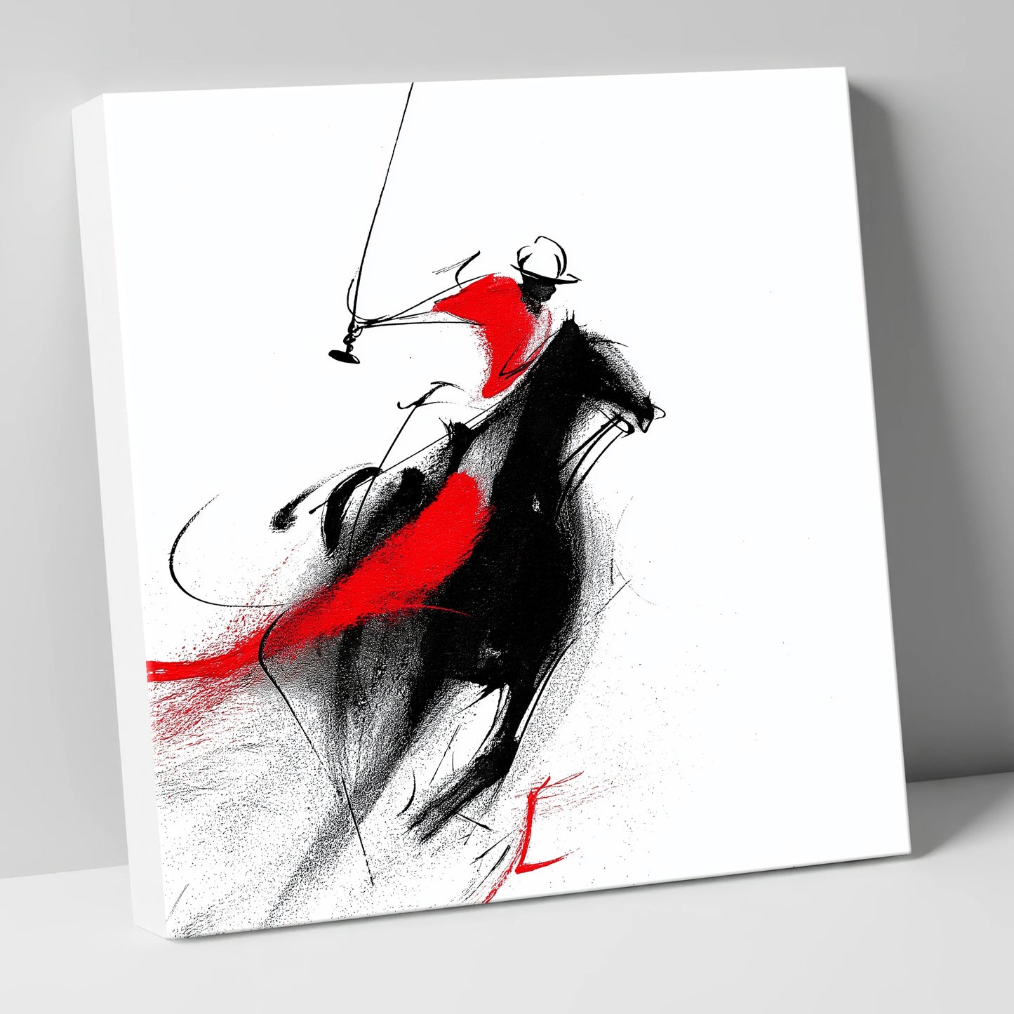 Dynamic Strike polo horse canvas wall art