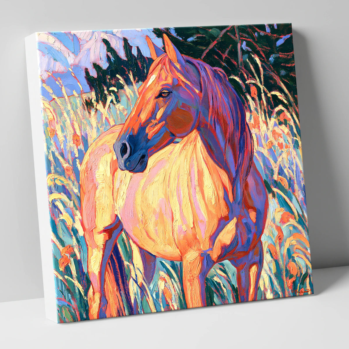 Vibrant Horse in Tall Grass horse breed canvas wall art