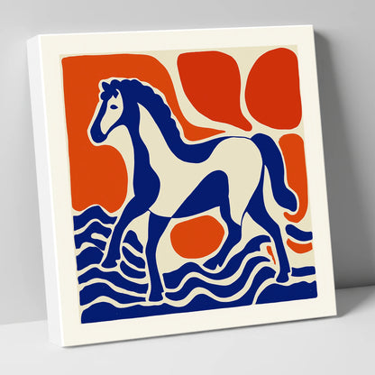 Striding Through Cobalt horse landscape canvas wall art
