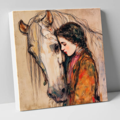 The Silent Language horse & rider canvas wall art