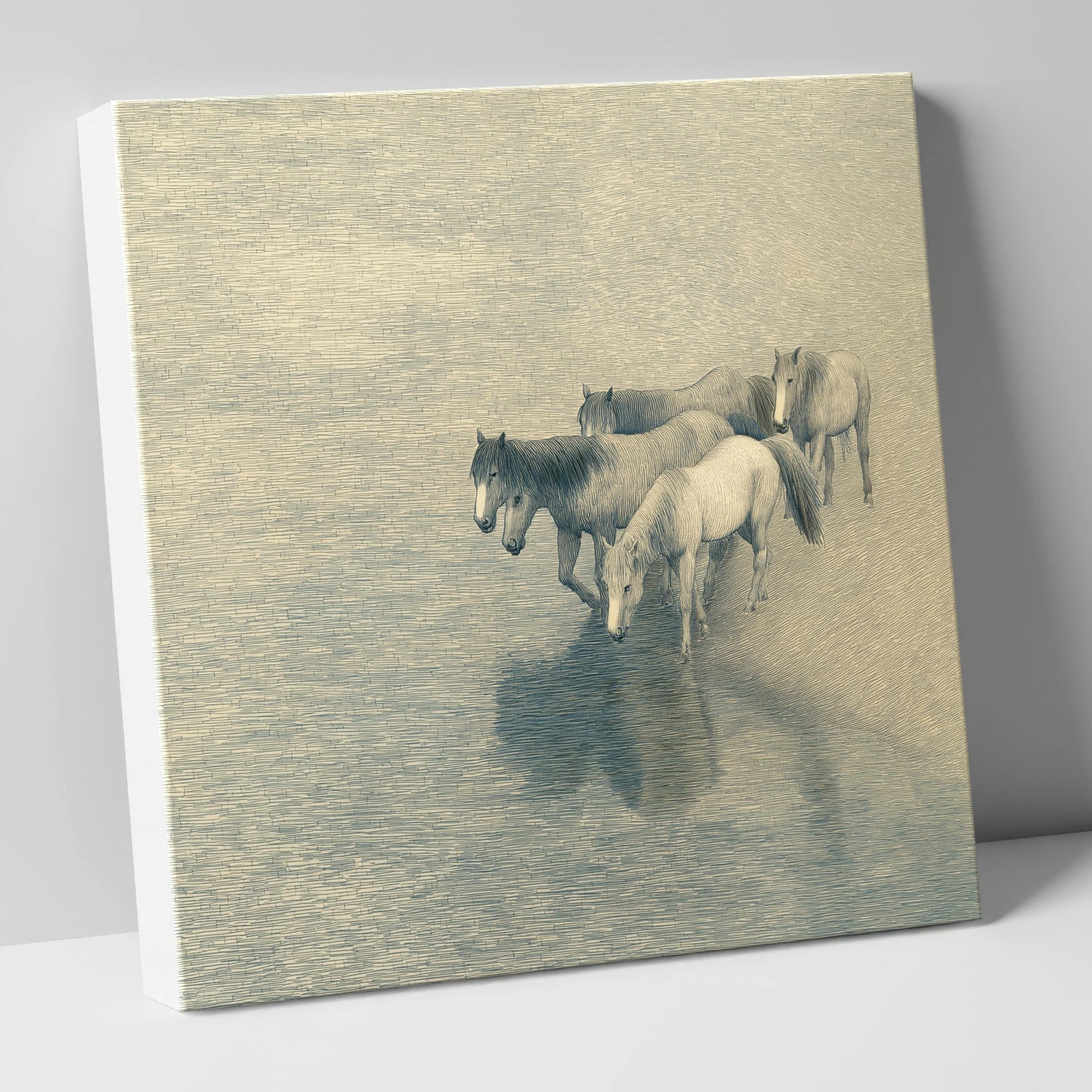 Reflections of the Herd wild horses canvas wall art