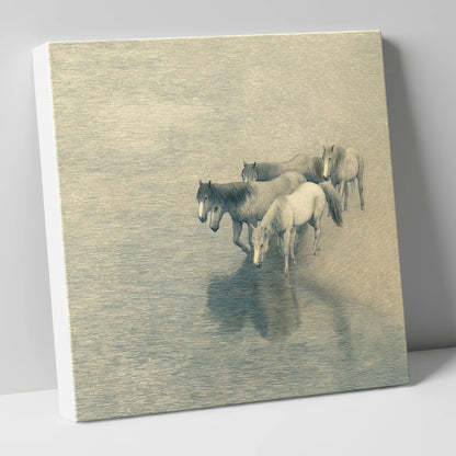 Reflections of the Herd wild horses canvas wall art