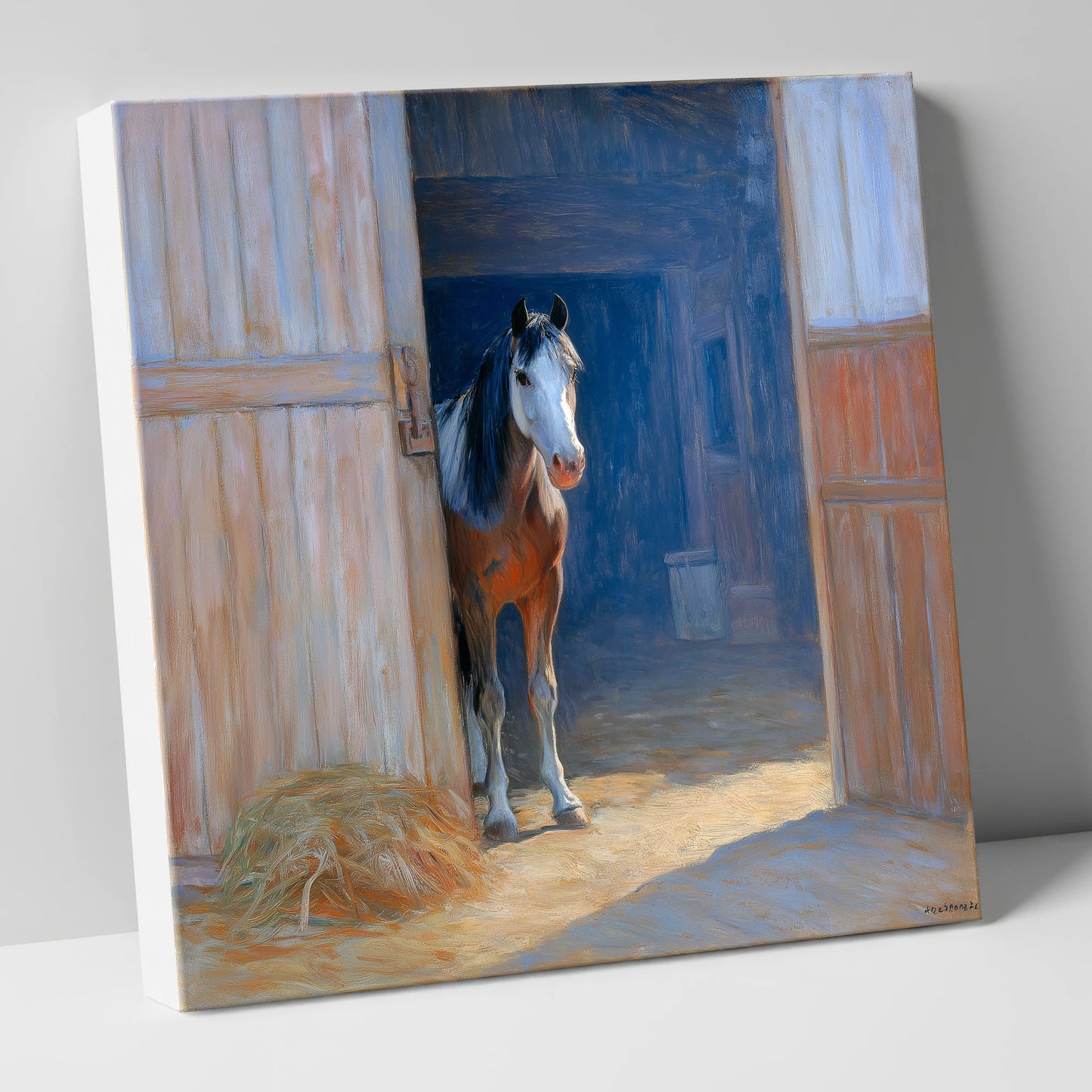 Sunlit Barn Doorway horse stable canvas wall art