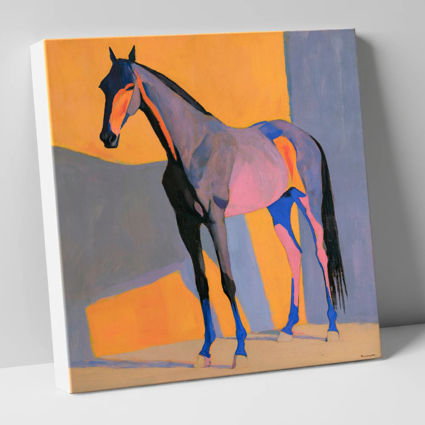 Vibrant Colour Block Horse horse breed canvas wall art