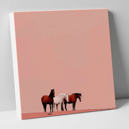 The Blush Horizon wild horses canvas wall art
