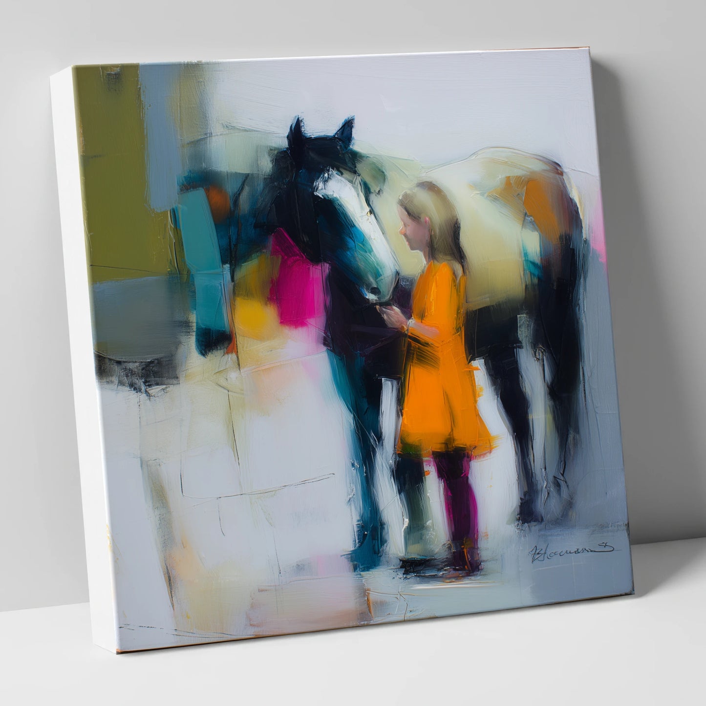 Vibrant Connection horse & rider canvas wall art