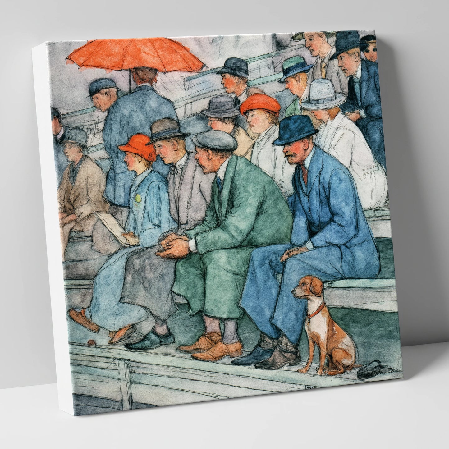The Grandstand Crowd racing horse canvas wall art