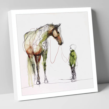 Quiet Connection horse & rider canvas wall art