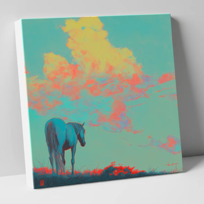 Cyan Horizon horse landscape canvas wall art