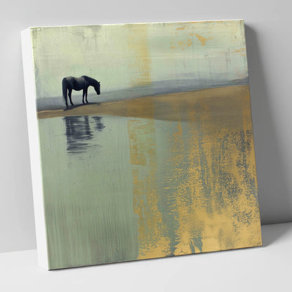 Gilded Solitude horse landscape canvas wall art