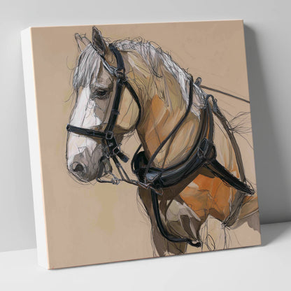 Noble Draught in Harness working horse canvas wall art