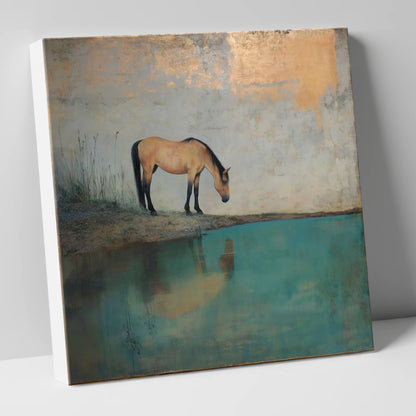 Gilded Reflection horse landscape canvas wall art