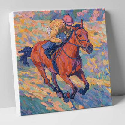 Vibrant Final Furlong racing horse canvas wall art