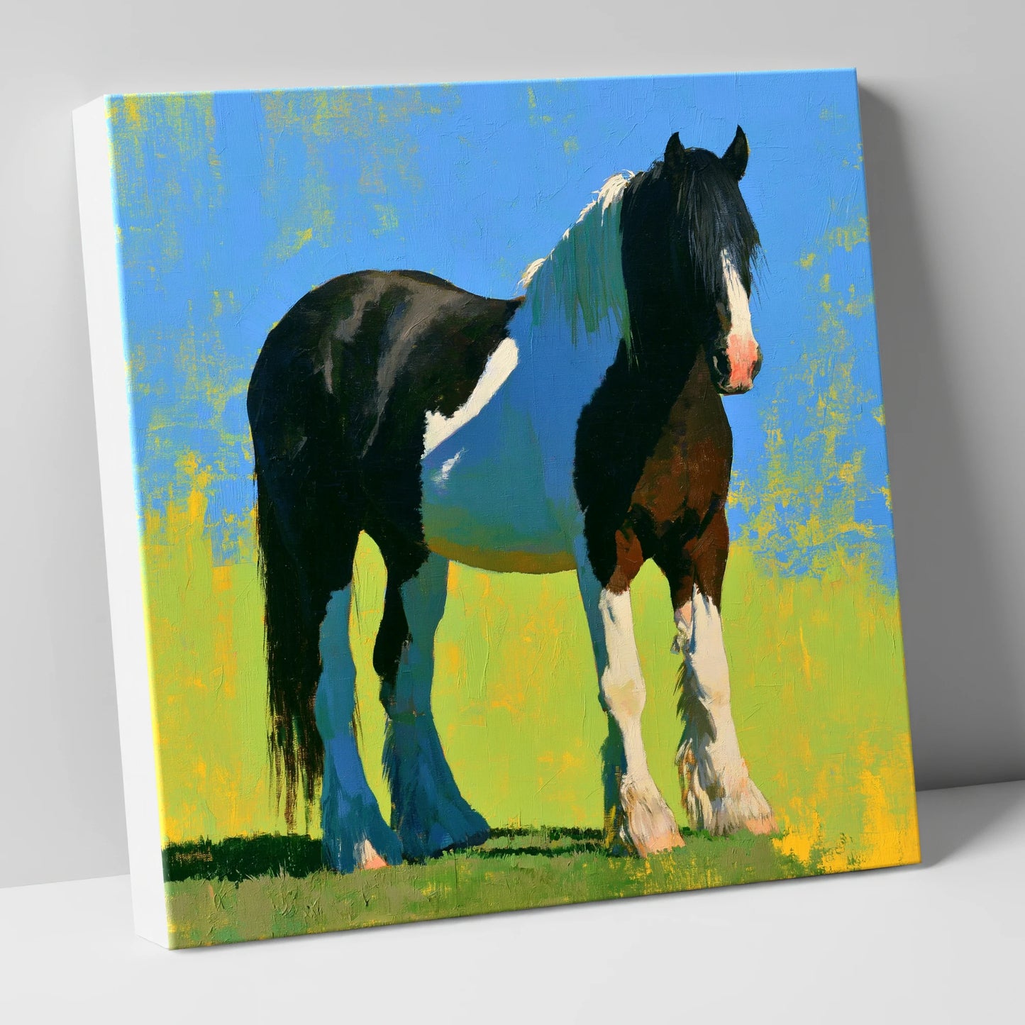 Piebald Cob in Summer Sun horse breed canvas wall art