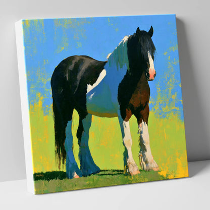Piebald Cob in Summer Sun horse breed canvas wall art