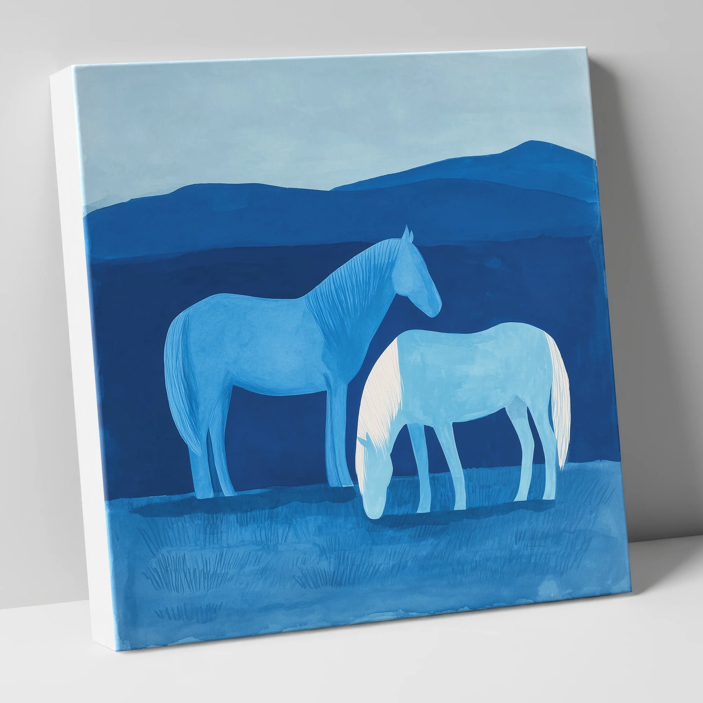 Cobalt Companions horse landscape canvas wall art